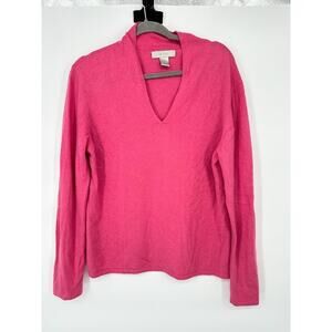 McDuff Cashmere Sweater‎ Womens Size XL Pullover V Neck Pink Quiet Luxury Preppy